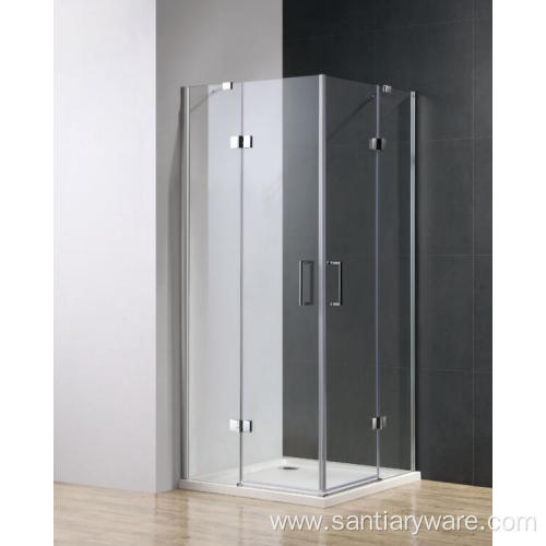 shower enclosure with lift and drop hinge